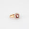 Bague en or jaune 750/1000, diamants pavés et 4 rubis navette 58 Facettes Bague