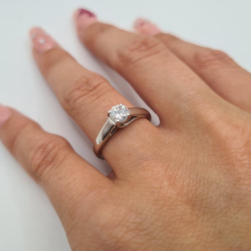 Bague 49 Bague alliance en or blanc 18 carats avec diamant 58 Facettes #2999