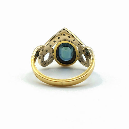 Bague 50 Bague « Diadème » en or jaune et gris 18k, saphir et diamants 58 Facettes 274