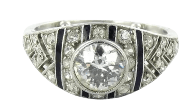 Bague 49 Bague en or et platine 950 avec diamants 58 Facettes Bague