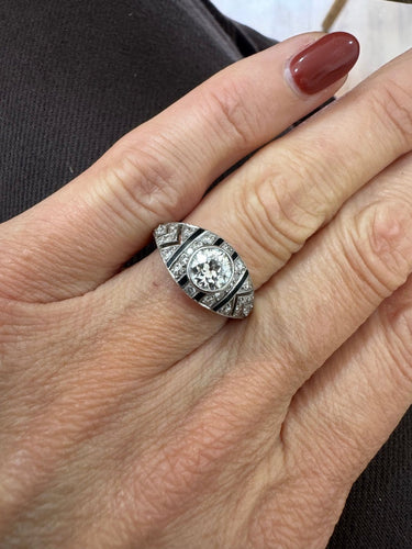 Bague 49 Bague en or et platine 950 avec diamants 58 Facettes Bague