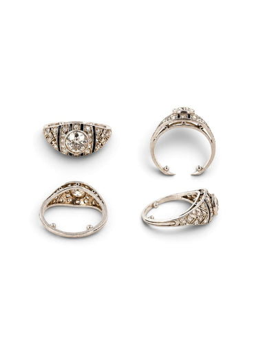 Bague 49 Bague en or et platine 950 avec diamants 58 Facettes Bague