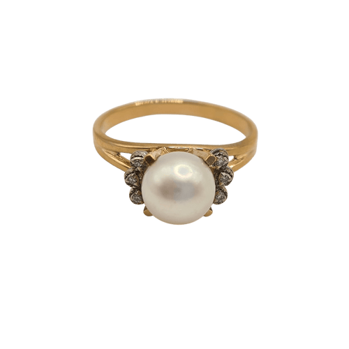 Bague 56.5 Bague en or rose 18k avec perle de culture 58 Facettes #3141