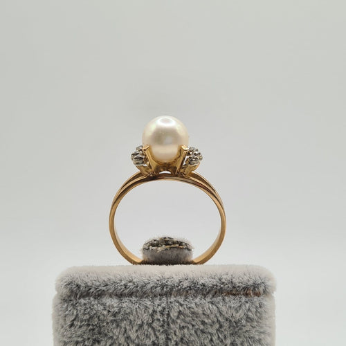 Bague 56.5 Bague en or rose 18k avec perle de culture 58 Facettes #3141