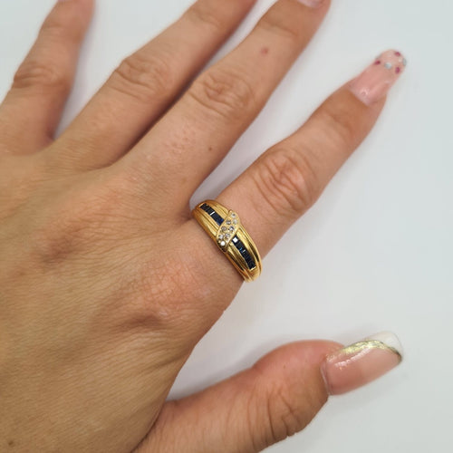 Bague 55 Bague en or jaune 18k avec saphir 58 Facettes #3371