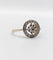 Bague 54.5 Bague cible Art déco en or 18k et platine, diamants taille brillant et rose 58 Facettes A07862