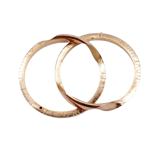 Bague 52 Alliance jumelée victorienne en or rose 18k, gimmel, circa 1898 58 Facettes A07873
