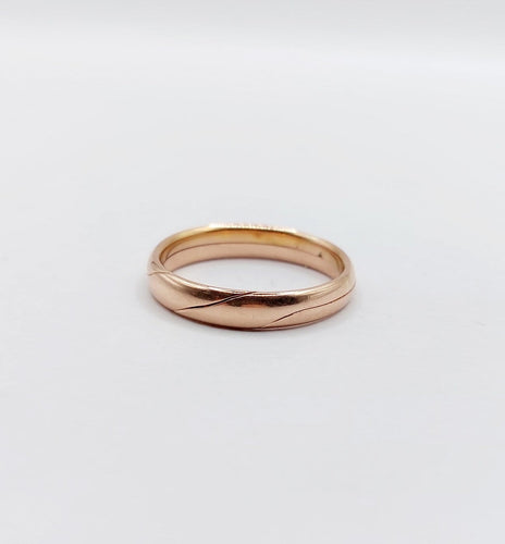 Bague 52 Alliance jumelée victorienne en or rose 18k, gimmel, circa 1898 58 Facettes A07873