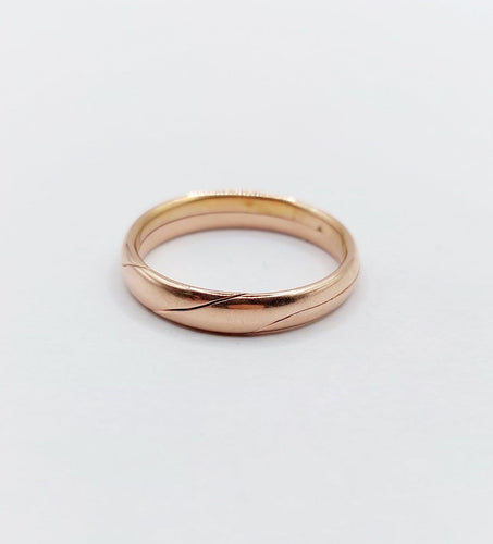 Bague 52 Alliance jumelée victorienne en or rose 18k, gimmel, circa 1898 58 Facettes A07873