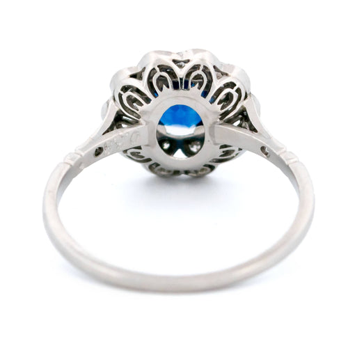Bague 54 Bague cluster Art déco en platine avec saphir et diamants 58 Facettes A0509B793E254699AD49C1EA40CBF39B