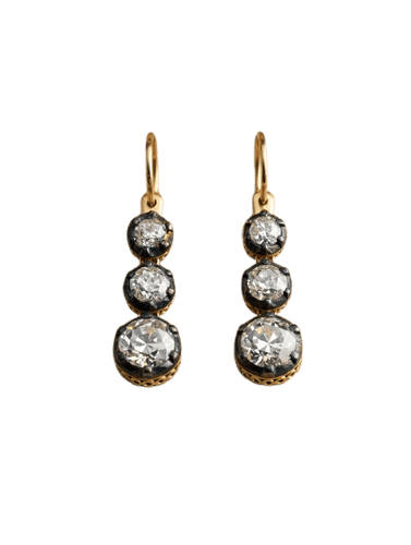 Boucles d'oreilles Boucles d’oreilles pendantes anciennes en or 18k avec diamants 58 Facettes 619/26 A