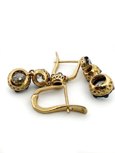 Boucles d'oreilles Boucles d’oreilles pendantes anciennes en or 18k avec diamants 58 Facettes 619/26 A