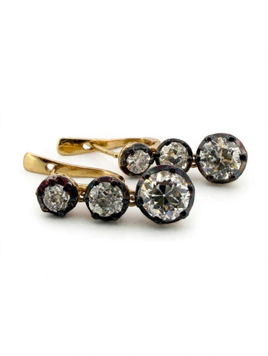 Boucles d'oreilles Boucles d’oreilles pendantes anciennes en or 18k avec diamants 58 Facettes 619/26 A