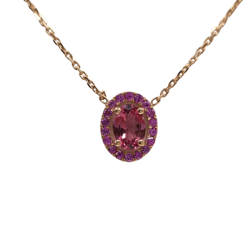 Collier Collier chaîne en or rose 18k avec tourmaline 58 Facettes #3574