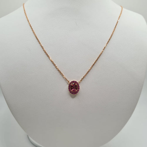 Collier Collier chaîne en or rose 18k avec tourmaline 58 Facettes #3574