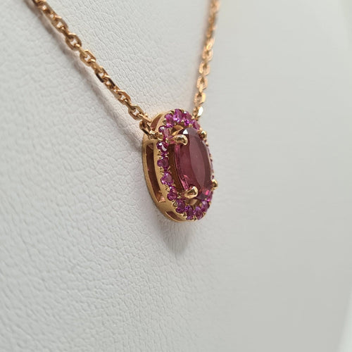 Collier Collier chaîne en or rose 18k avec tourmaline 58 Facettes #3574