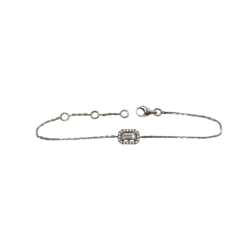 Bracelet Bracelet chaîne en or blanc 18k serti de diamants naturels 58 Facettes #3580