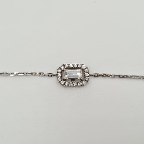 Bracelet Bracelet chaîne en or blanc 18k serti de diamants naturels 58 Facettes #3580