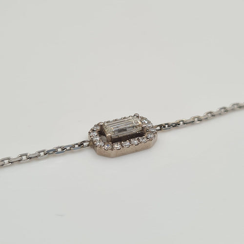 Bracelet Bracelet chaîne en or blanc 18k serti de diamants naturels 58 Facettes #3580