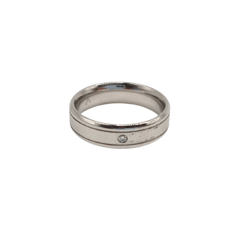 Bague 52 Bague alliance en or blanc avec diamant 58 Facettes #3584