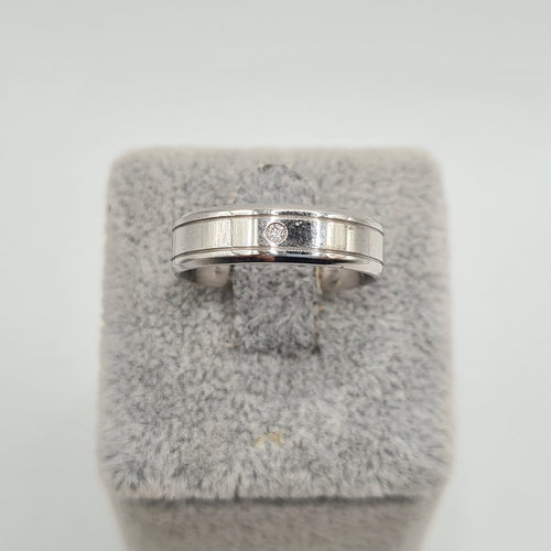 Bague 52 Bague alliance en or blanc avec diamant 58 Facettes #3584
