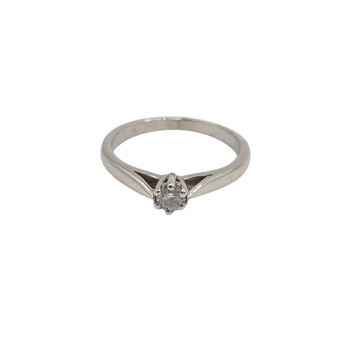 Bague 54 Solitaire - Bague en or blanc 18k avec diamant taille brillant de 0,15 ct 58 Facettes #3588