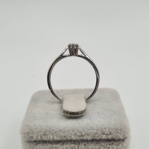 Bague 54 Solitaire - Bague en or blanc 18k avec diamant taille brillant de 0,15 ct 58 Facettes #3588