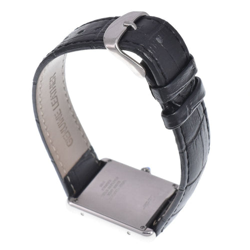 Montre Cartier - Montre Tank Solo à quartz, acier inoxydable et bracelet en cuir 58 Facettes x4hhm3tbfe