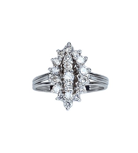 Bague 58 Bague marquise en or blanc 18 carats, platine et diamants 58 Facettes AB756