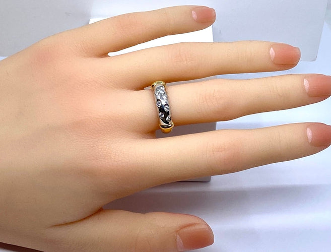 Bague 54 Bague jonc en or 18 carats et diamants 58 Facettes AB757