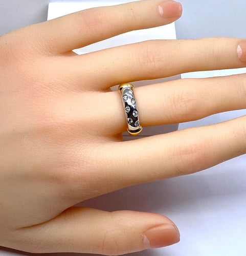 Bague 54 Bague jonc en or 18 carats et diamants 58 Facettes AB757