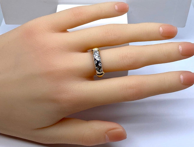 Bague 54 Bague jonc en or 18 carats et diamants 58 Facettes AB757
