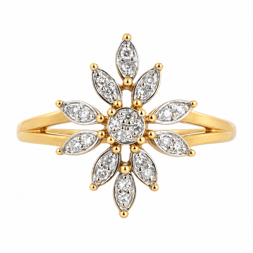 Bague 56 Bague feuillagée en or jaune et or gris 750‰, diamants 58 Facettes B26320