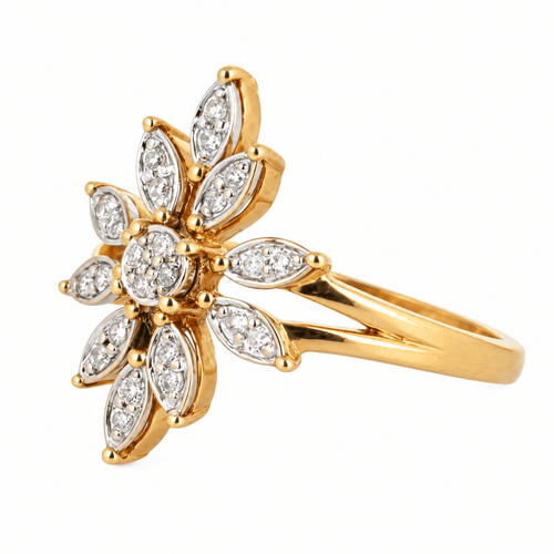 Bague 56 Bague feuillagée en or jaune et or gris 750‰, diamants 58 Facettes B26320
