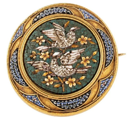 Broche Broche épingle en or jaune 18 carats à micro-mosaïques 58 Facettes B26340