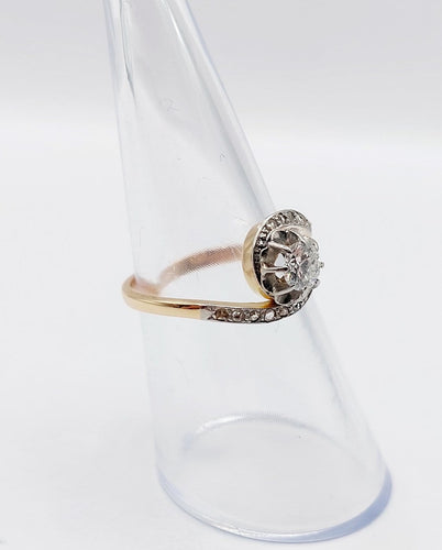 Bague 53.5 Bague tourbillon ancienne en or 18k et platine, diamant, vers 1900 58 Facettes A07915