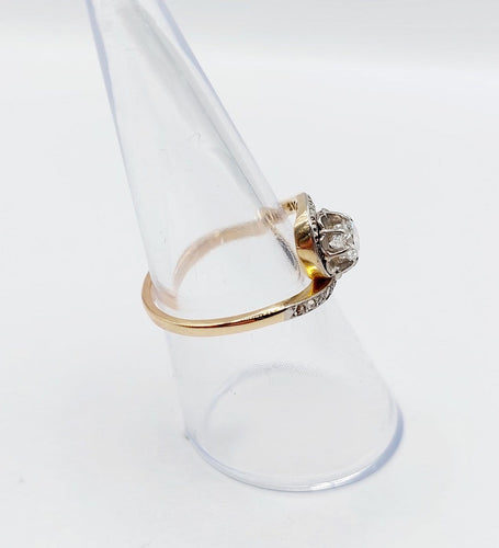 Bague 53.5 Bague tourbillon ancienne en or 18k et platine, diamant, vers 1900 58 Facettes A07915