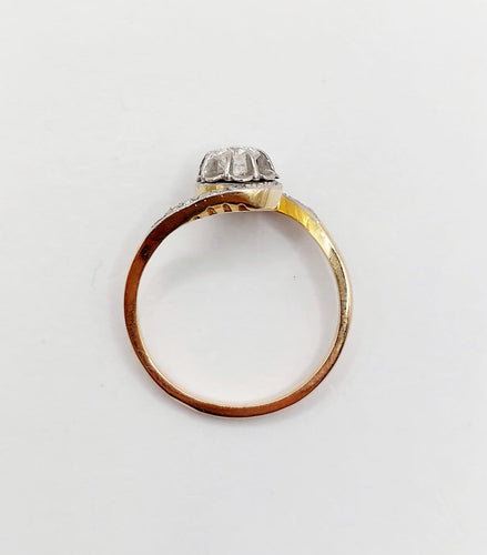 Bague 53.5 Bague tourbillon ancienne en or 18k et platine, diamant, vers 1900 58 Facettes A07915