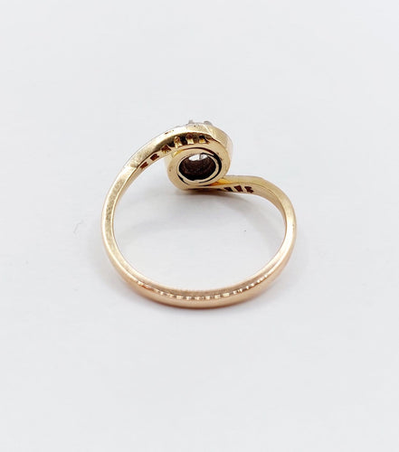 Bague 53.5 Bague tourbillon ancienne en or 18k et platine, diamant, vers 1900 58 Facettes A07915