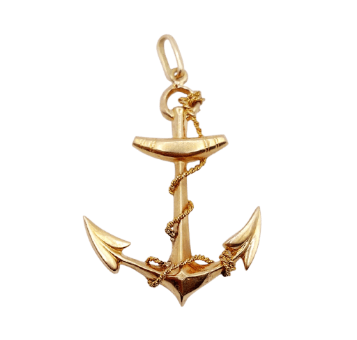 Pendentif Pendentif ancre de marine en or rose 18k, vers 1920 58 Facettes A07905