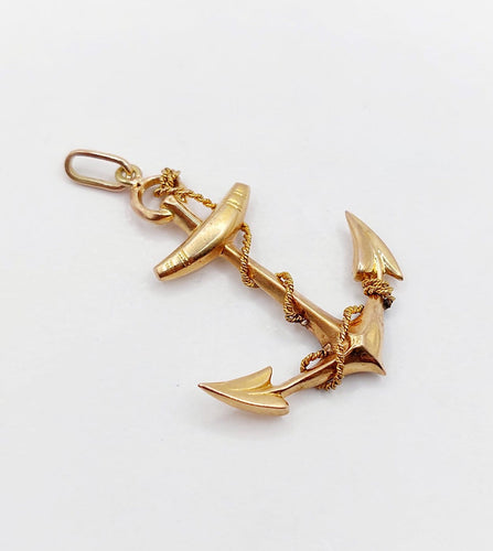 Pendentif Pendentif ancre de marine en or rose 18k, vers 1920 58 Facettes A07905