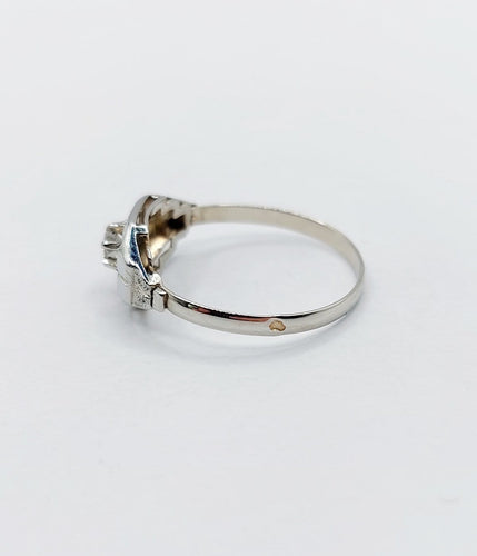 Bague 53 Bague Art déco en or blanc 18k, diamant, vers 1930 58 Facettes A07177