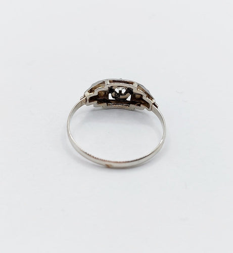 Bague 53 Bague Art déco en or blanc 18k, diamant, vers 1930 58 Facettes A07177