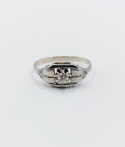 Bague 53 Bague Art déco en or blanc 18k, diamant, vers 1930 58 Facettes A07177