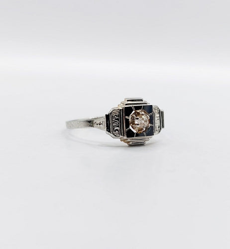 Bague 52 Bague Art déco en or blanc 18k, diamant taille ancienne, circa 1930 58 Facettes A07178
