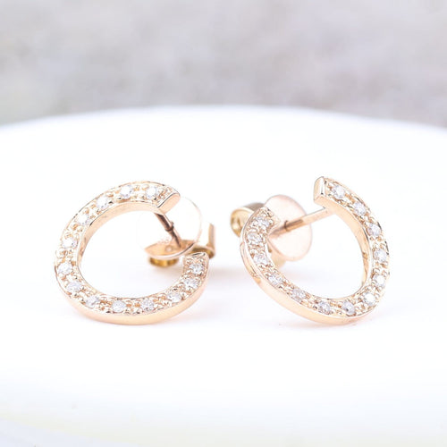 Boucles d'oreilles Boucles d’oreilles créoles ouvertes en or rose 18K avec diamants, 0,26 ct 58 Facettes 2B-R