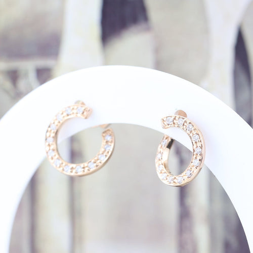 Boucles d'oreilles Boucles d’oreilles créoles ouvertes en or rose 18K avec diamants, 0,26 ct 58 Facettes 2B-R