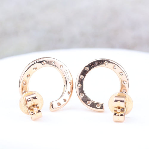 Boucles d'oreilles Boucles d’oreilles créoles ouvertes en or rose 18K avec diamants, 0,26 ct 58 Facettes 2B-R
