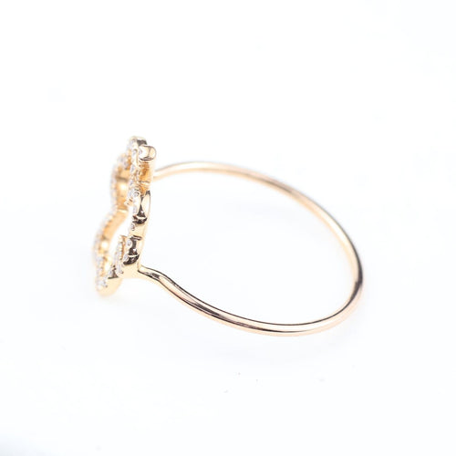 Bague 53 Bague trèfle à quatre feuilles en or jaune 18K et diamants, 0,22 ct 58 Facettes 2B-KK