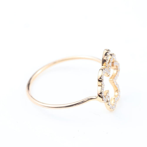 Bague 53 Bague trèfle à quatre feuilles en or jaune 18K et diamants, 0,22 ct 58 Facettes 2B-KK